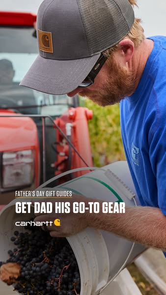 This ad for Carhartt showcases the brand's gear as a great gift for Father's Day. It features a man wearing Carh