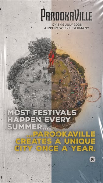 This image ad for Parookaville promotes the festival as creating a unique city once a year, contrasting it with other fe