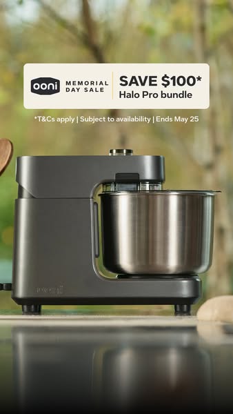 The image advertises a sale on Ooni's Halo Pro bundle, valid until May 25.