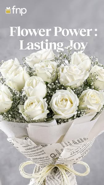 This ad features a bouquet of white roses, emphasizing the flower's power to bring lasting joy. The ad is designed t