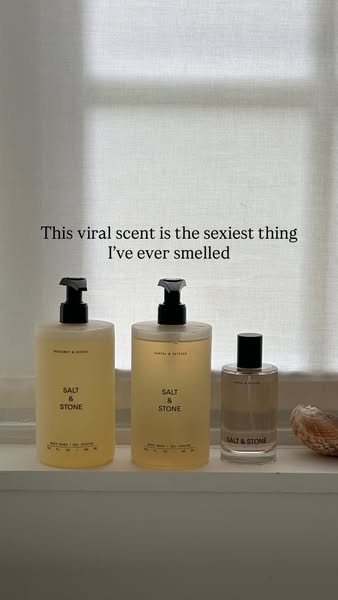 This ad showcases Salt & Stone products, emphasizing their viral scent and positioning them as a luxurious and desir