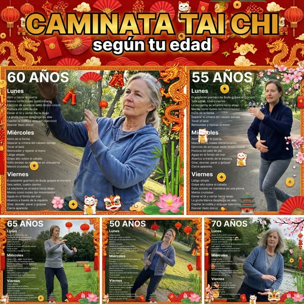 This ad is an infographic that shows different Tai Chi movements for different age groups. The ad is designed to be visu