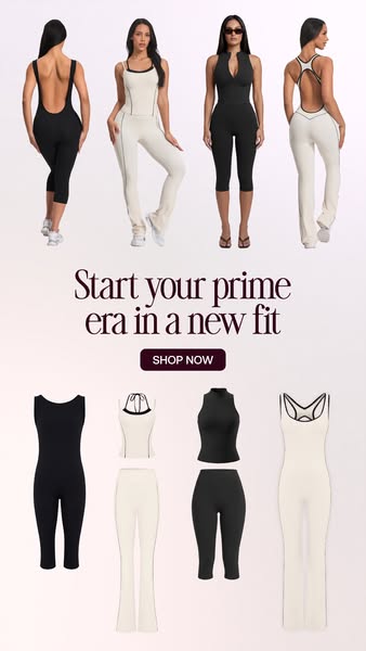 This Meta image ad promotes a brand of matching workout sets and loungewear. The image displays 4 models wearing a selec