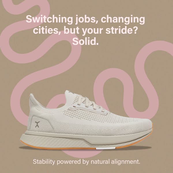 This ad promotes a brand of shoes that provides stability powered by natural alignment. The ad suggests that even when l