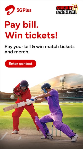 Airtel is advertising a contest where if you pay your bill, you will be entered to win tickets and merch.