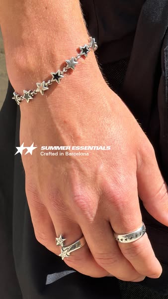 Close up product shot of star themed jewelry.