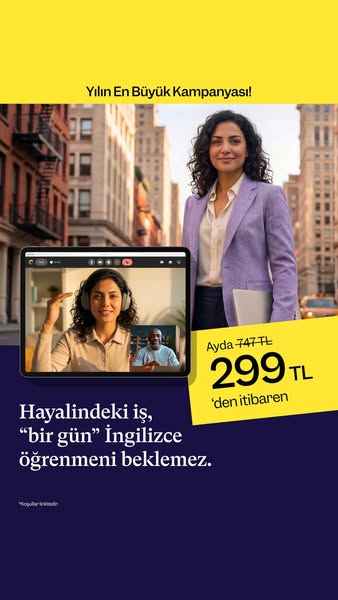This image ad is for an online English learning platform. It highlights a limited-time offer for discounted classes and 