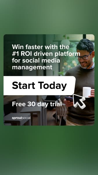 This ad for Sprout Social highlights the platform's ability to drive ROI for social media management. It offers a fr