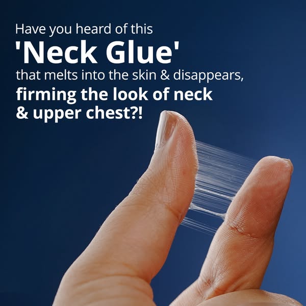 This ad introduces a product referred to as "Neck Glue" that apparently firms the look of neck and upper chest