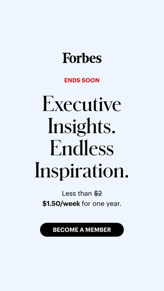 This is a minimalistic, text-driven ad promoting Forbes membership.