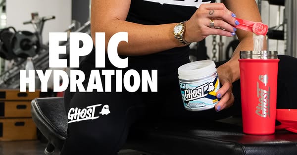 This ad showcases Ghost Hydration, a supplement designed to enhance hydration, particularly for active individuals. The 