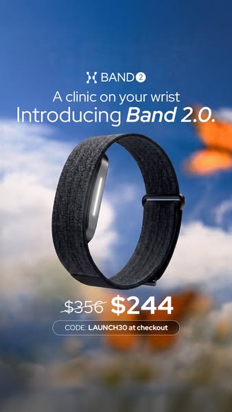This ad introduces the new XBand 2.0, positioning it as a comprehensive health clinic on your wrist. The ad showcases a 