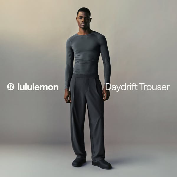 This ad features a single model wearing a long sleeved shirt and the advertised Daydrift Trouser, paired with the lulule