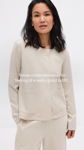 This ad features a woman wearing a matching jacket and pants. The ad's message is that a really good outfit can make