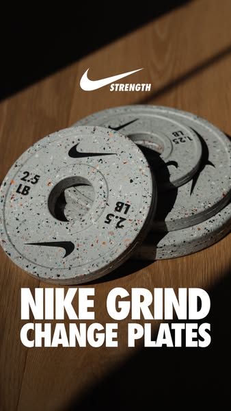 This ad showcases Nike Grind Change Plates, emphasizing their recycled material and durability.