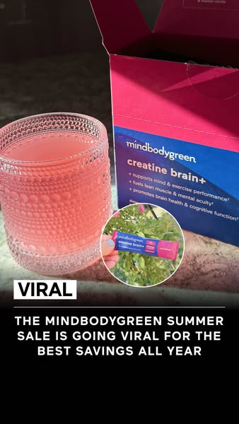 This ad promotes mindbodygreen's creatine brain+ supplement during their summer sale. It highlights the benefits of 