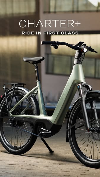 This ad features a Trek Charter+ electric bike. The ad shows a stylish bike with a headline that suggests the comfort an