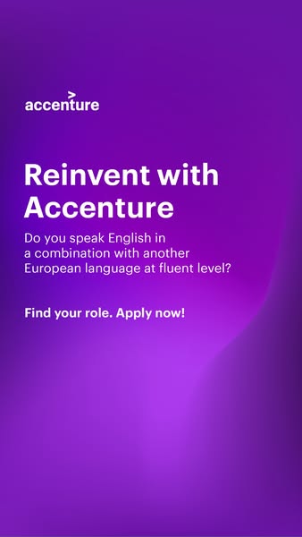 This ad by Accenture is a recruitment ad, seeking people who speak English in combination with another European language