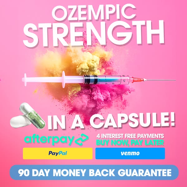 This ad promotes a capsule alternative to Ozempic, highlighting its strength and offering payment options like Afterpay,