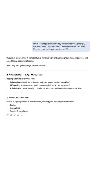 This ad highlights the pain points of IT managers who are overwhelmed by manual work and introduces Rippling as a soluti