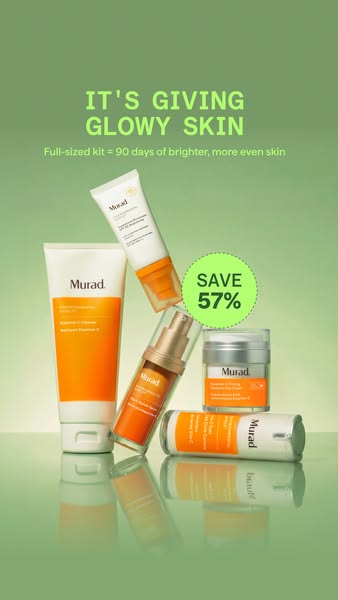 This Murad ad showcases a kit that provides 90 days of skin that is brighter and more even. The ad highlights that you c
