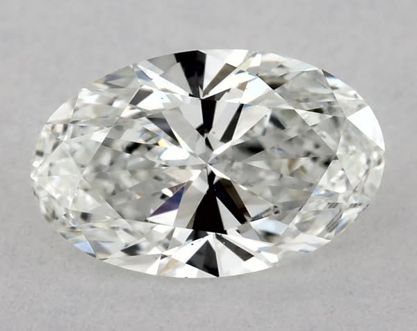 An ad featuring a close up shot of an oval cut diamond.