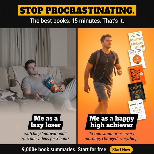 The image ad compares a lazy, unproductive lifestyle to that of a happy, high achieving one, suggesting that using the a