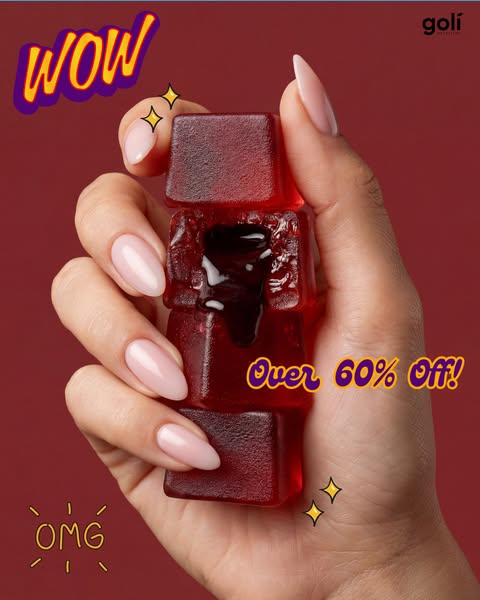 This ad showcases a hand holding a stack of the product, with text and images intended to create excitement and highligh