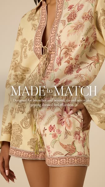 This image ad promotes matching co-ord clothing sets perfect for brunch.