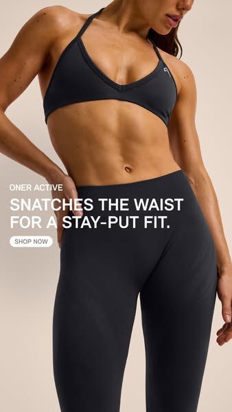 This image ad showcases the brand Oner Active, highlighting their activewear designed to snatch the waist and provide a 