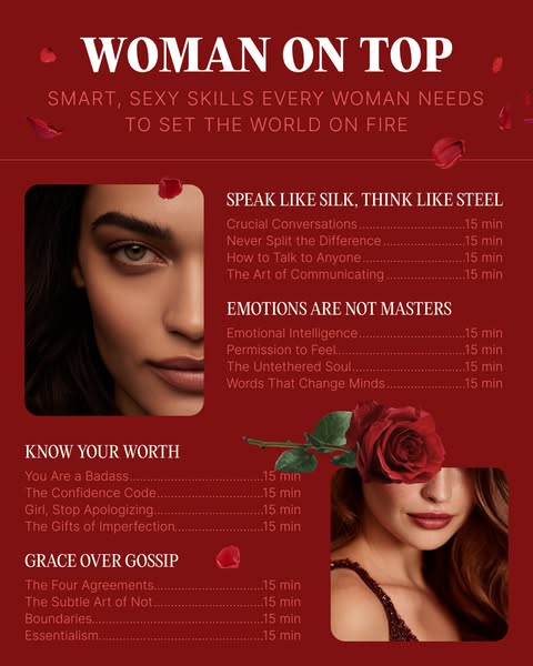 The advertisement promotes a set of skills that are necessary for women to set the world on fire. These skills include s