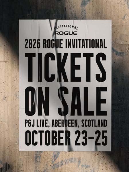 This ad is a poster promoting the 2026 Rogue Invitational, letting viewers know tickets are now on sale.