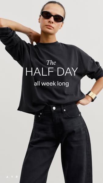 This ad features a model wearing AYR clothing. The ad highlights the comfortable style of the brand.
