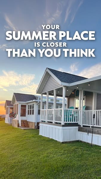 The image ad presents vacation homes. The ad creates a sense of aspiration and ease, suggesting that owning a summer hom