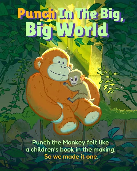 This image ad features an illustration of a stuffed animal monkey with a smaller monkey hugging it. The ad promotes the 