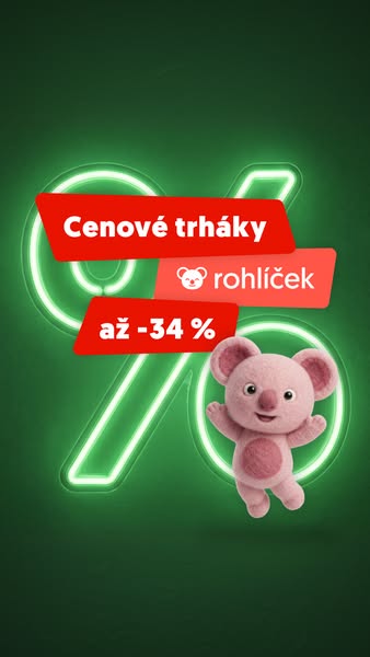 This ad uses a koala plushie and neon-style text over a green background to highlight a discount offer on the Rohlik bra