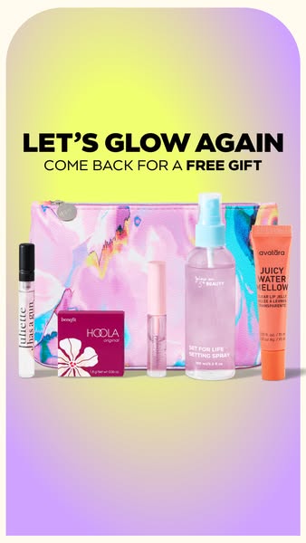 This ad promotes a variety of beauty products, highlighting a free gift offer to encourage customers to return.