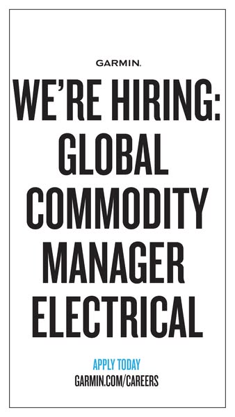 This image ad is promoting the open 'Global Commodity Manager Electrical' position at Garmin.