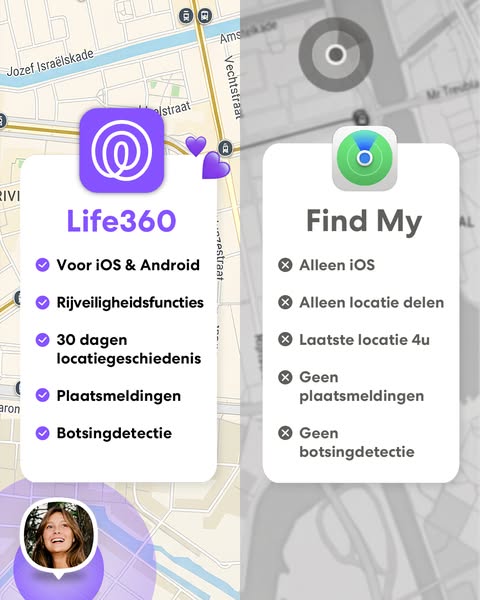 This ad compares Life360 with Find My, highlighting the benefits of Life360 over Find My.