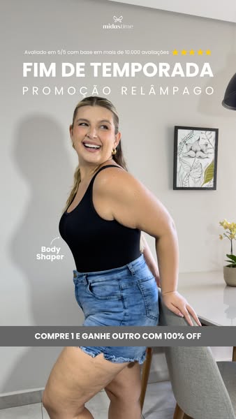This image ad for Midas Time features a woman wearing a body shaper. The ad promotes a limited-time promotion to buy one