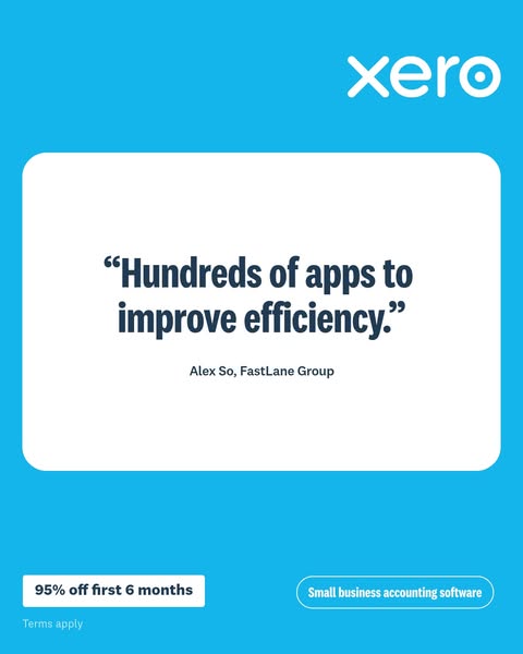 This ad promotes Xero's accounting software for small businesses, highlighting the availability of numerous apps tha