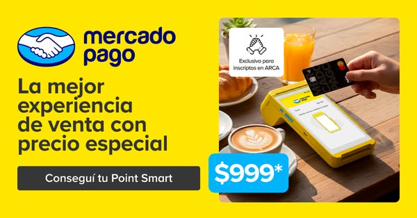This image ad promotes Mercado Pago's Point Smart device, highlighting its special pricing and ease of use for busin