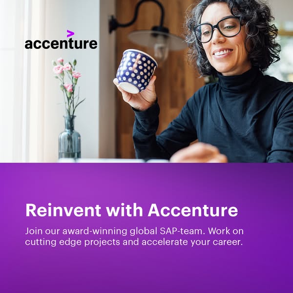 This image ad from Accenture aims to recruit team members to join their award-winning global SAP-team by offering opport