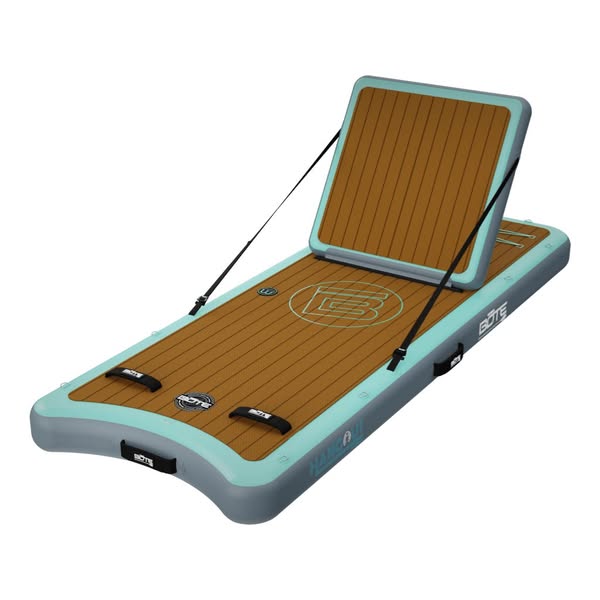 This ad features a BOTE Haven TT inflatable dock with a seat. The ad is a product shot of the dock and seat on a white b