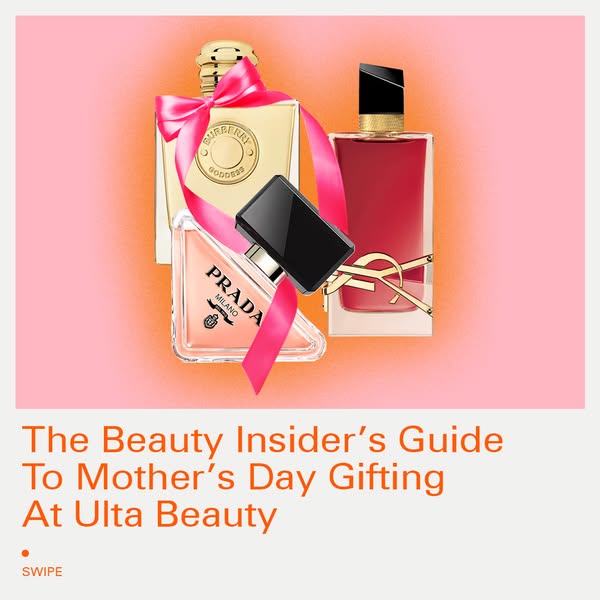 This image ad is for Ulta Beauty promoting gift ideas for Mother's Day and showcases three perfume products with a p