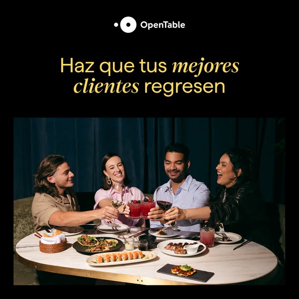 This image ad for OpenTable features a group of friends enjoying a meal together at a restaurant. The ad aims to encoura