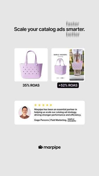 This ad for Marpipe features a comparison of catalog ad performance with and without their services, highlighting increa