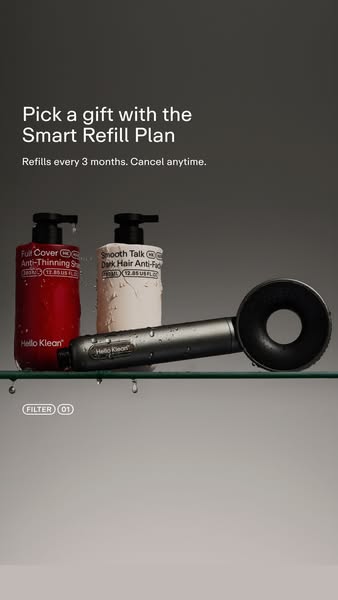The ad promotes Hello Klean's smart refill plan, which provides refills every 3 months and can be canceled anytime. 