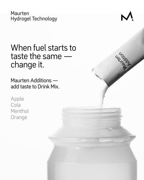 This image ad for Maurten Additions promotes the product as a solution to flavor fatigue during endurance activities. It