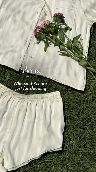 This image ad showcases a pajama set from Boux Avenue. The ad copy suggests the set is so stylish it can be worn for mor